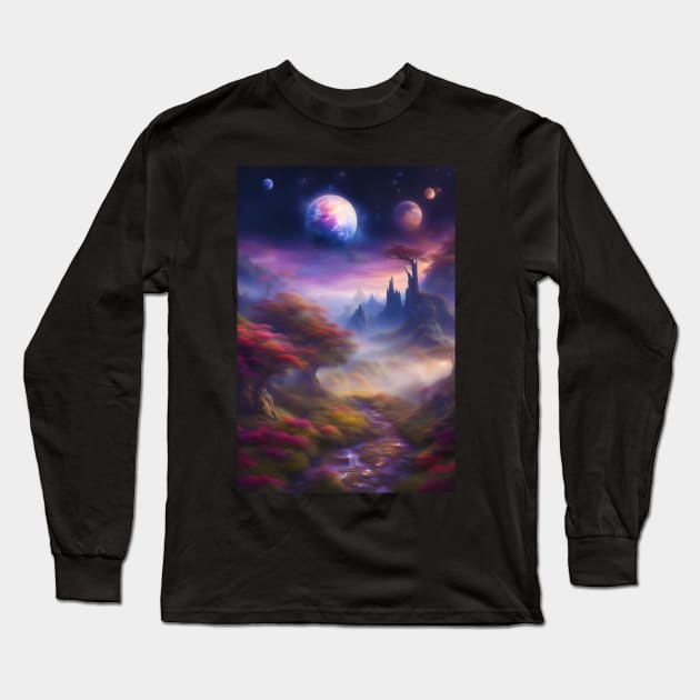 Planets and Natural Satellites Long Sleeve T-Shirt by JDI Fantasy Images